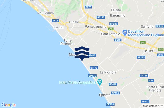 Santa Tecla-Castelpagano, Italyの潮見表地図