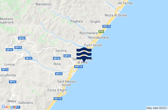 Santa Teresa di Riva, Italyの潮見表地図