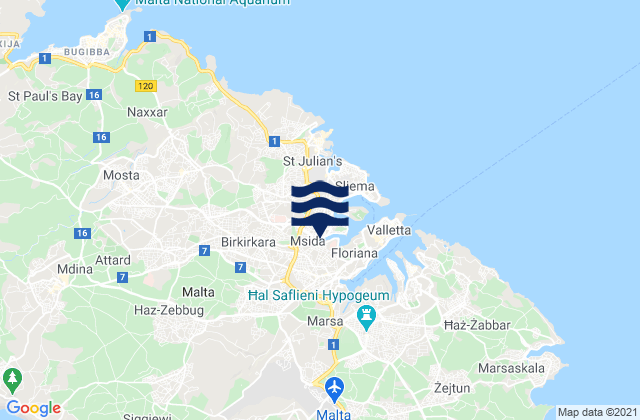 Santa Venera, Maltaの潮見表地図