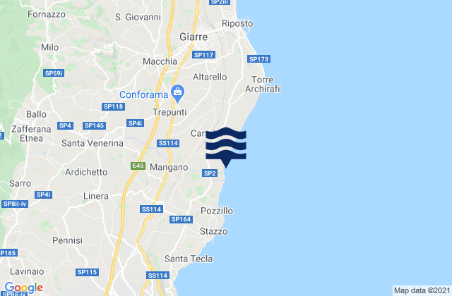 Santa Venerina, Italyの潮見表地図