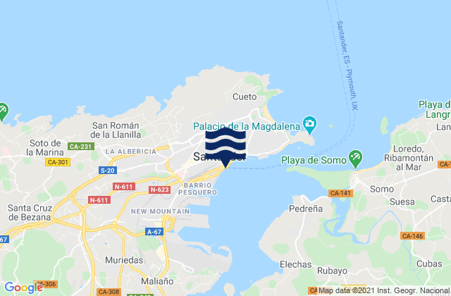Santander Port, Spainの潮見表地図