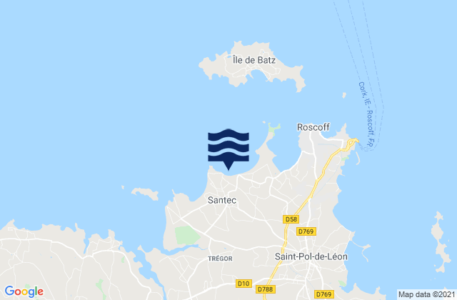 Santec, Franceの潮見表地図
