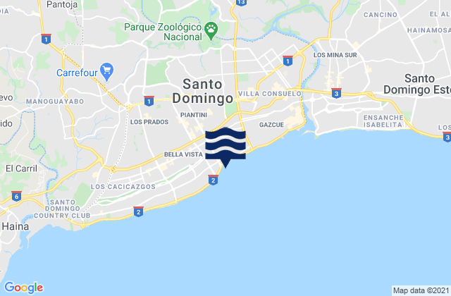 Santo Domingo De Guzmán, Dominican Republicの潮見表地図