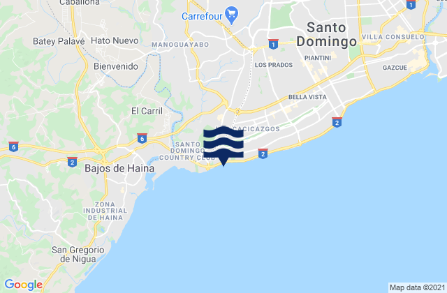 Santo Domingo Oeste, Dominican Republicの潮見表地図
