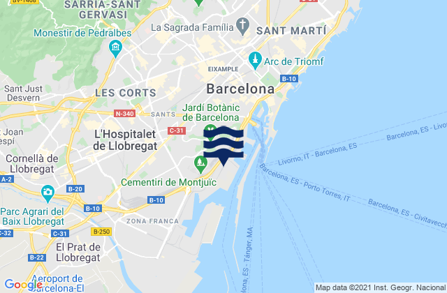 Sants-Montjuïc, Spainの潮見表地図