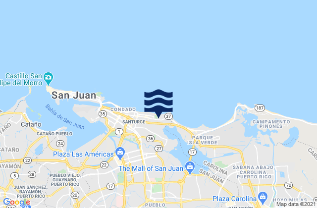 Santurce Barrio, Puerto Ricoの潮見表地図