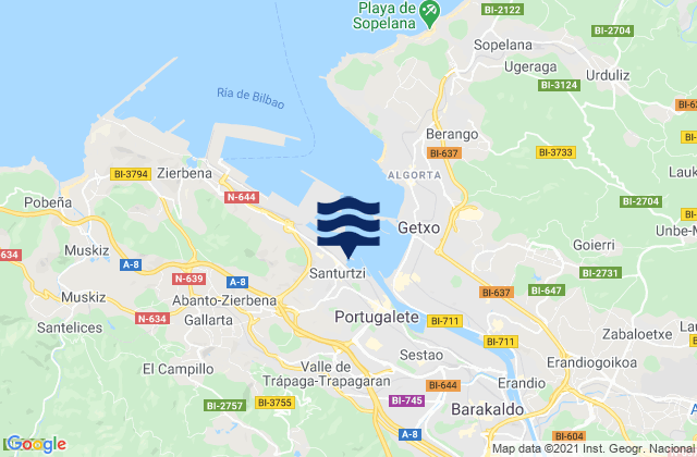 Santurtzi, Spainの潮見表地図