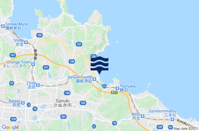 Sanuki-shi, Japanの潮見表地図