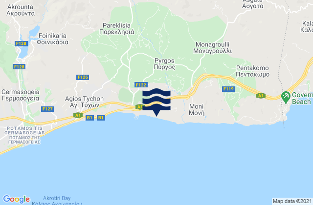 Sanída, Cyprusの潮見表地図
