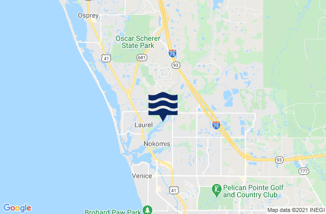 Sarasota County, United Statesの潮見表地図