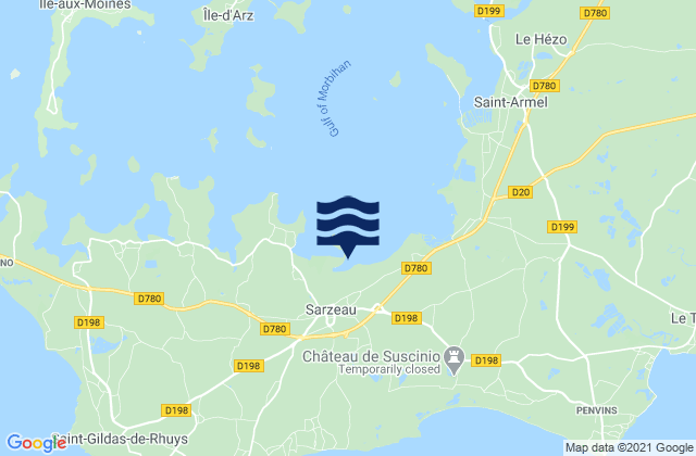 Sarzeau, Franceの潮見表地図