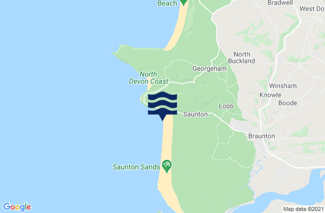 Saunton Sands Beach, United Kingdomの潮見表地図