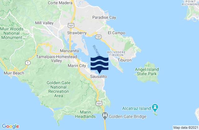 Sausalito, United Statesの潮見表地図