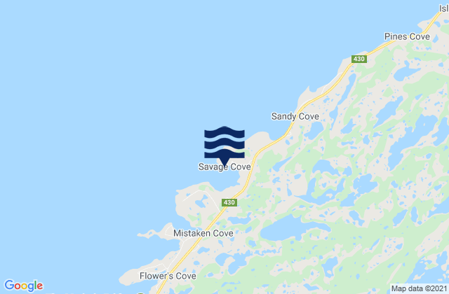 Savage Cove, Canadaの潮見表地図