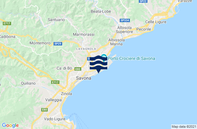Savona, Italyの潮見表地図