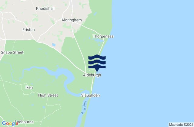 Saxmundham, United Kingdomの潮見表地図