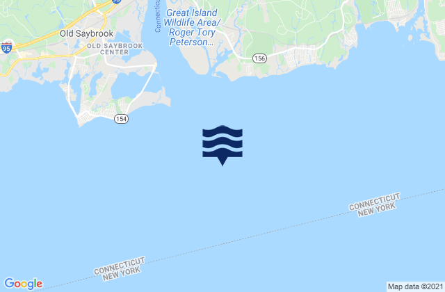 Saybrook Breakwater 1.5 miles SE of, United Statesの潮見表地図