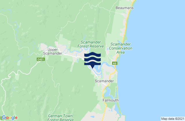 Scamander Rivermouth, Australiaの潮見表地図