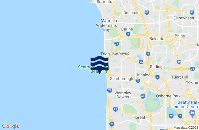 Scarborough Beach, Australiaの潮見表地図