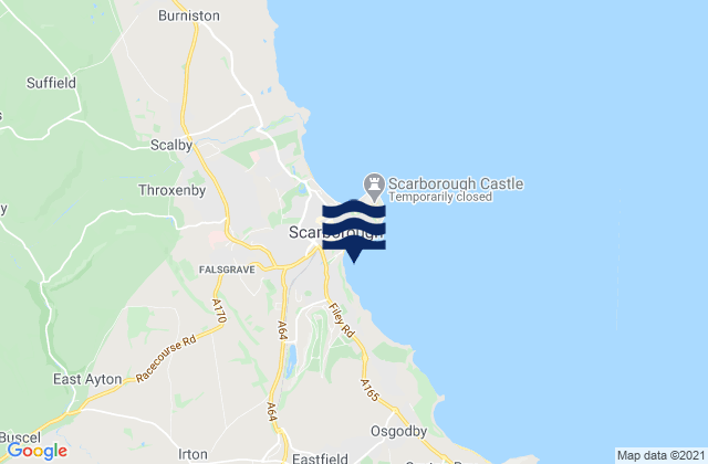Scarborough South Bay Beach, United Kingdomの潮見表地図