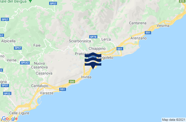 Sciarborasca, Italyの潮見表地図