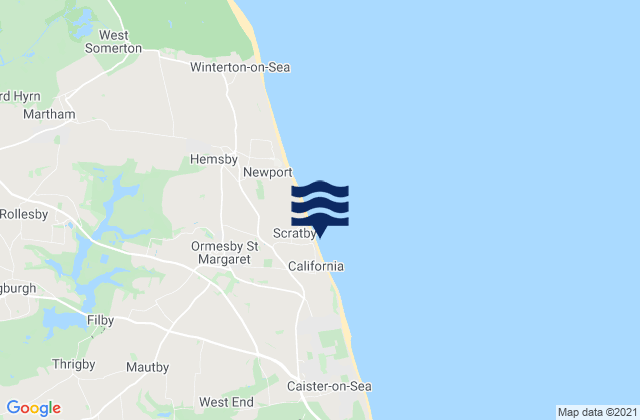 Scratby Beach, United Kingdomの潮見表地図