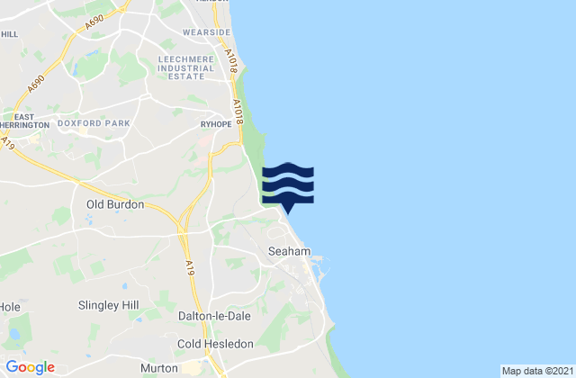 Seaham Beach, United Kingdomの潮見表地図