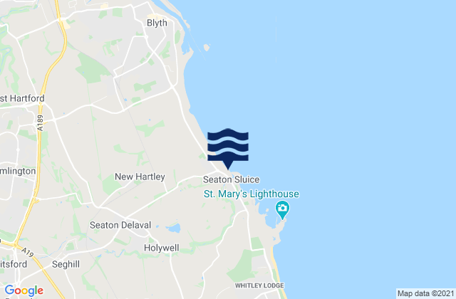 Seaton Sluice Beach, United Kingdomの潮見表地図