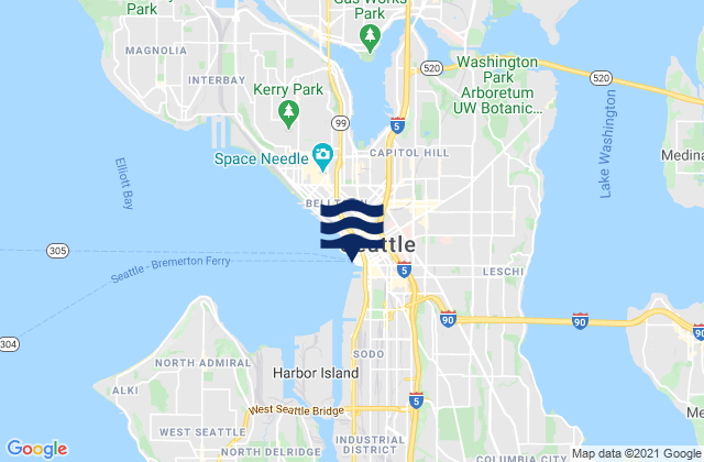 Seattle, United Statesの潮見表地図