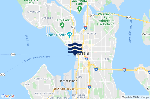 Seattle, United Statesの潮見表地図