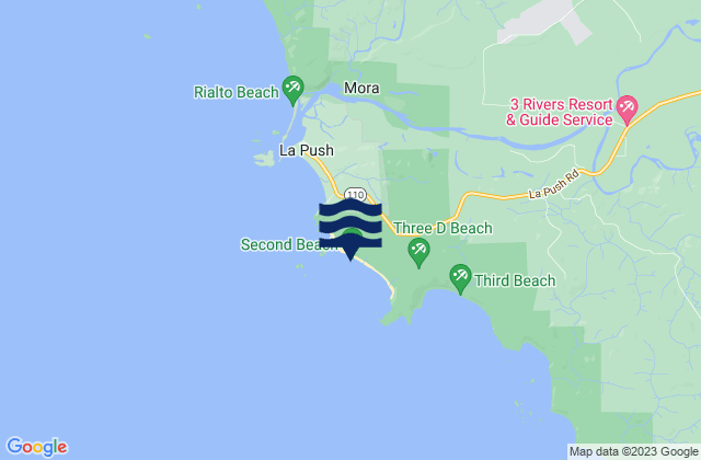 Second Beach, United Statesの潮見表地図