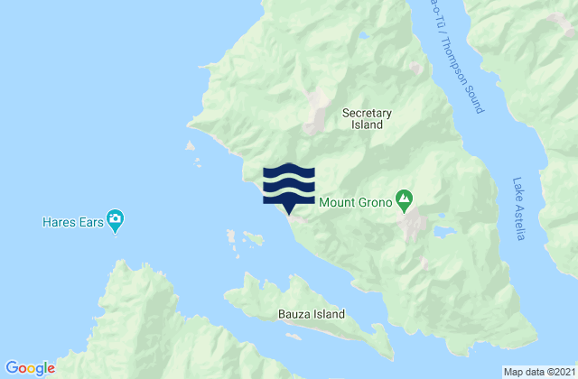 Secretary Island, New Zealandの潮見表地図