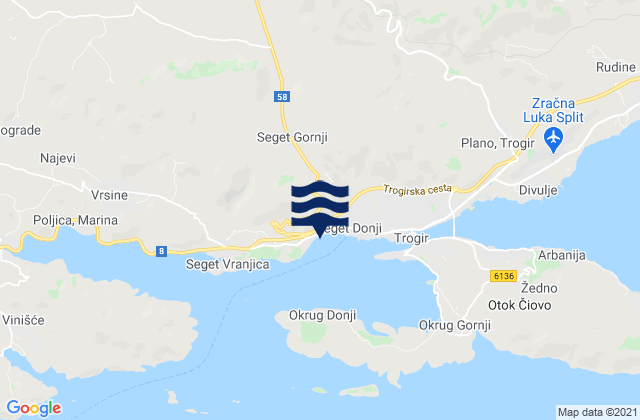Seget, Croatiaの潮見表地図