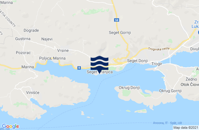 Seget Vranjica, Croatiaの潮見表地図