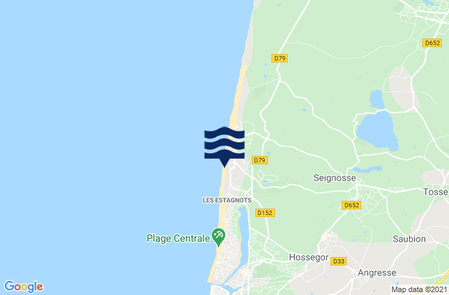 Seignosse - Les Bourdaines, Franceの潮見表地図