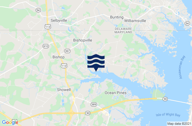 Selbyville, United Statesの潮見表地図