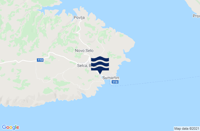 Selca, Croatiaの潮見表地図
