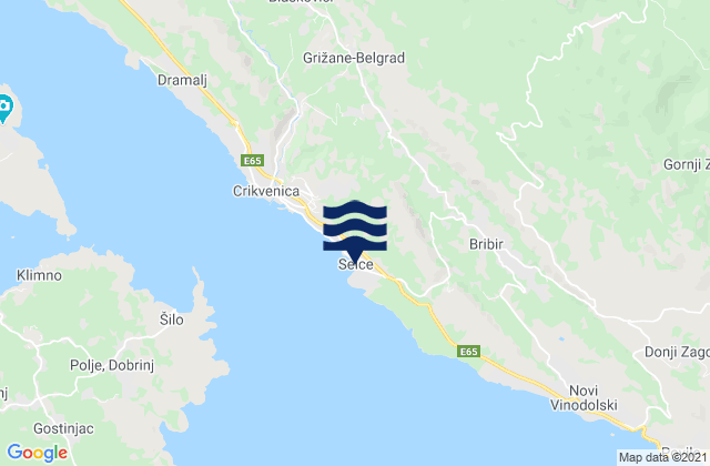 Selce, Croatiaの潮見表地図