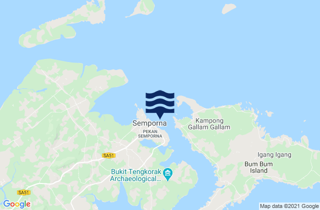 Semporna Darvel Bay, Malaysiaの潮見表地図