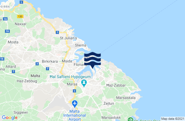 Senglea, Maltaの潮見表地図