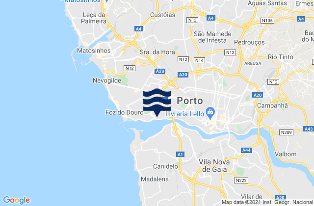 Senhora da Hora, Portugalの潮見表地図