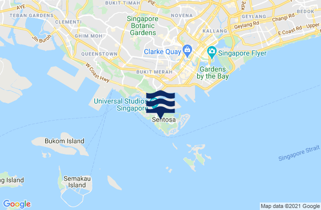 Sentosa Island, Singaporeの潮見表地図