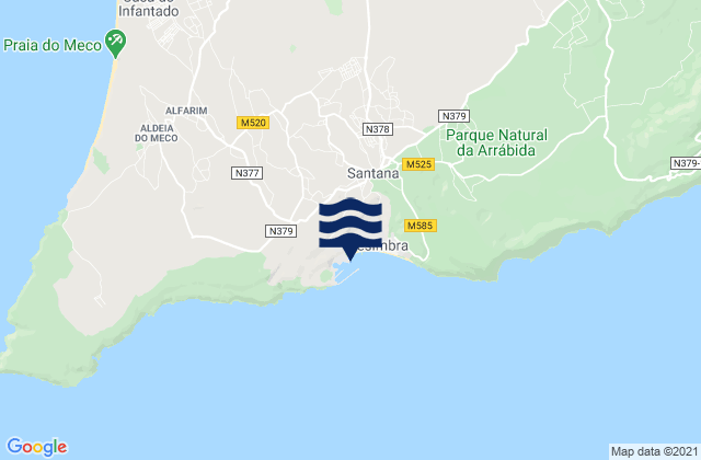 Sesimbra, Portugalの潮見表地図