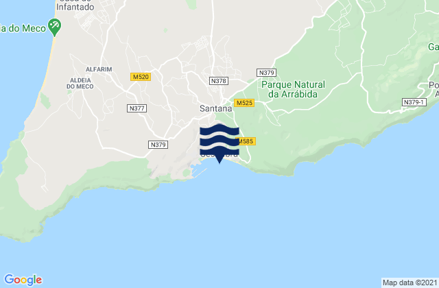Sesimbra, Portugalの潮見表地図