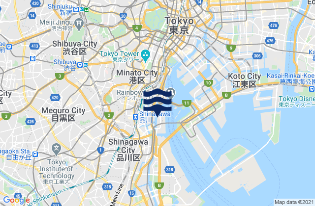 Setagaya-ku, Japanの潮見表地図