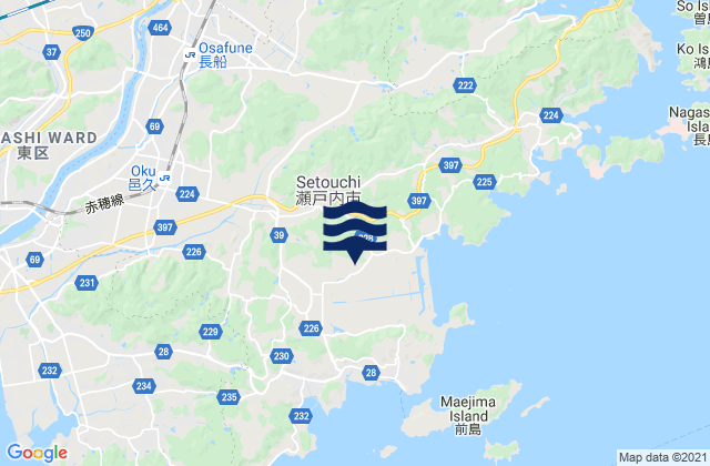 Setouchi Shi, Japanの潮見表地図