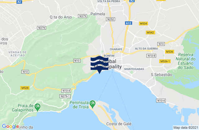 Setubal Setubal Harbor, Portugalの潮見表地図