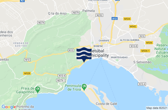 Setúbal, Portugalの潮見表地図