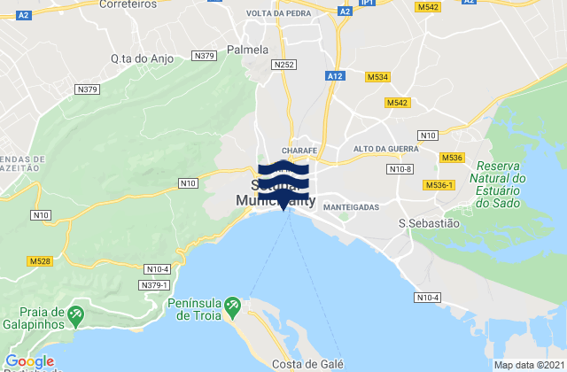 Setúbal, Portugalの潮見表地図