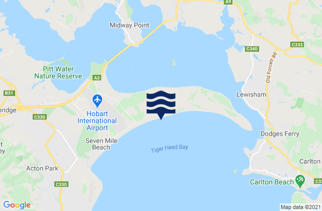 Seven Mile Beach, Australiaの潮見表地図